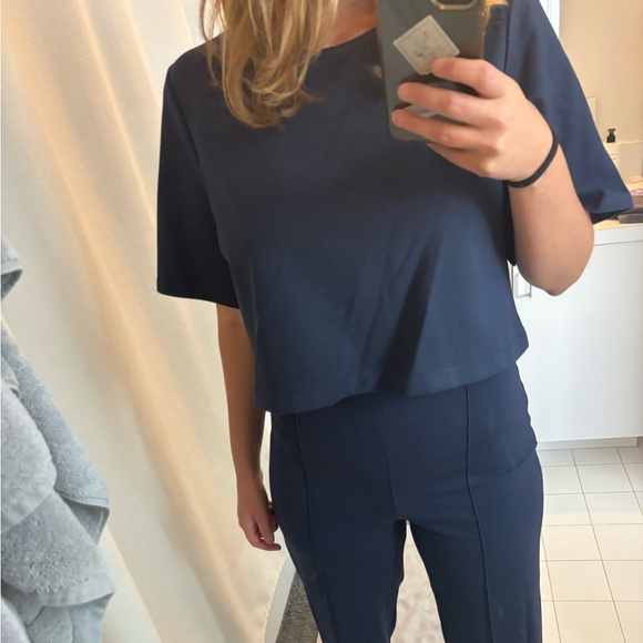 Ripley Rader | Ponte Knit Short Sleeve Top | Navy | Size XL (1+) - Picture 8 of 12